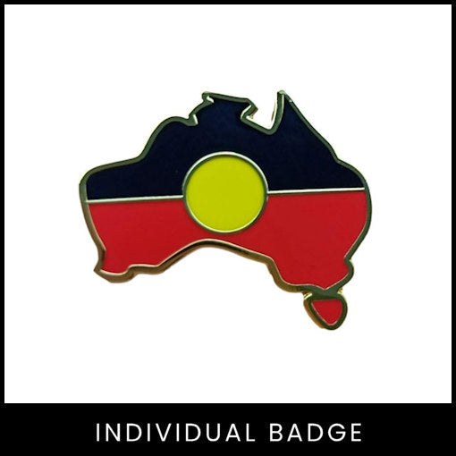Aboriginal Flag Badge (Map of Australia Shape)