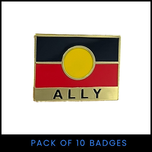 Aboriginal Flag ALLY Badge (Rectangular) - Pack of 10