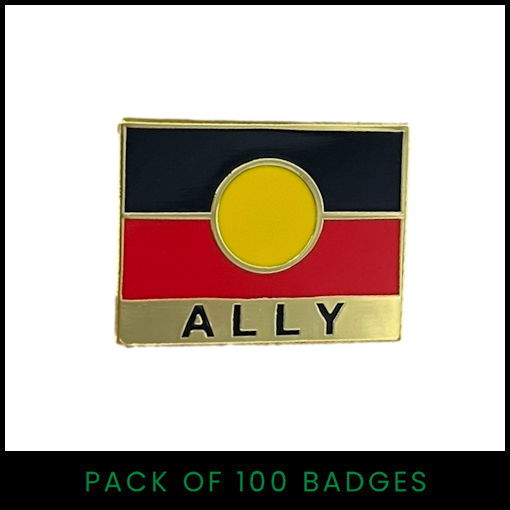 Aboriginal Flag ALLY Badge (Rectangular) - Pack of 100