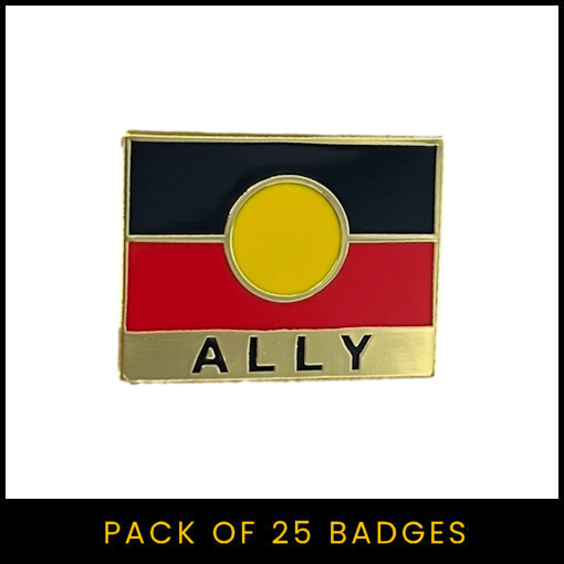 Aboriginal Flag ALLY Badge (Rectangular) - Pack of 25