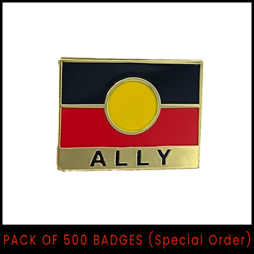 Aboriginal Flag ALLY Badge (Rectangular) - Pack of 500 (Pre-Order)