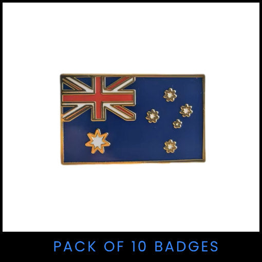 Australian Flag Badge (Rectangular) - Pack of 10 Badges