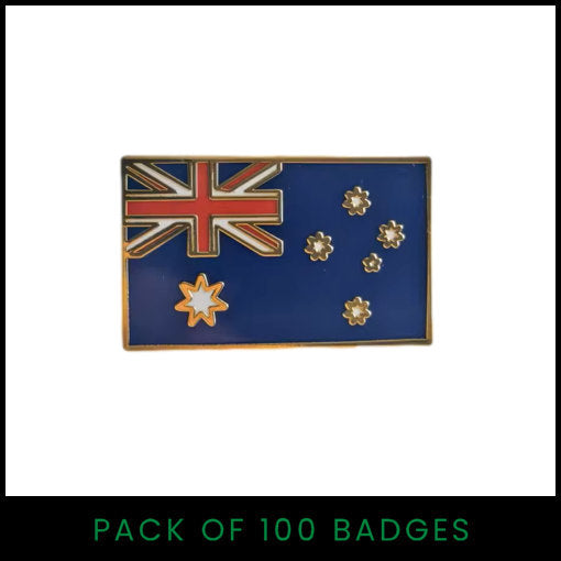 Australian Flag Badge (Rectangular) - Pack of 100
