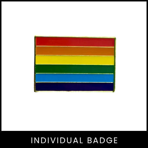 Original Rainbow Pride Flag Enamel Badge (Rectangular)